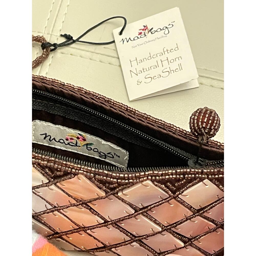 Mad Bags Natural Horn & Sea Shell Mini Clutch Wristlet - Picture 4 of 8